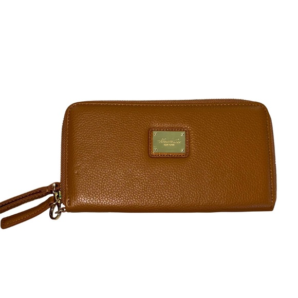 Kenneth Cole Handbags - Kenneth Cole Tan Brown Wristlet Zip Clutch Faux Leather NWOT